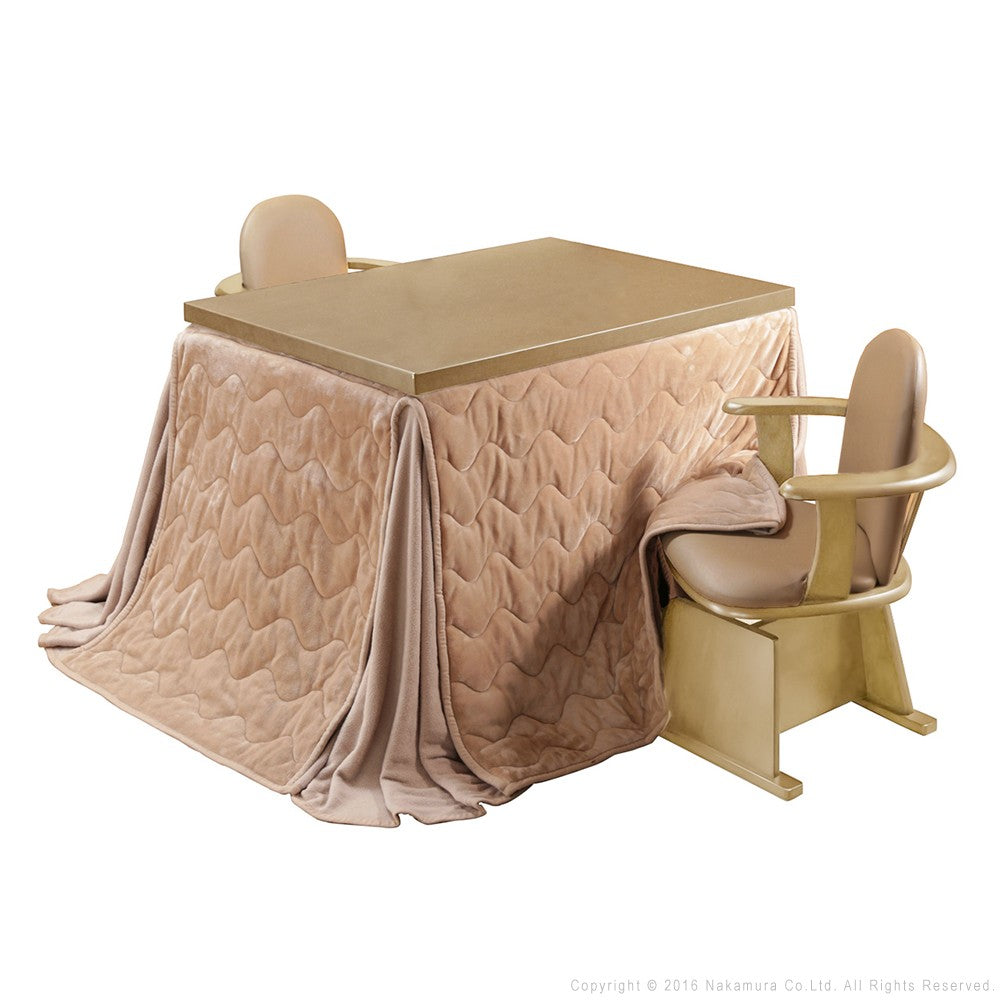 パワフルヒーター 6段階に高さ調節できるダイニングこたつ 105x80cm 4点セット(こたつ+掛布団+肘付き回転椅子2脚) 長方形 ダイニングテーブル