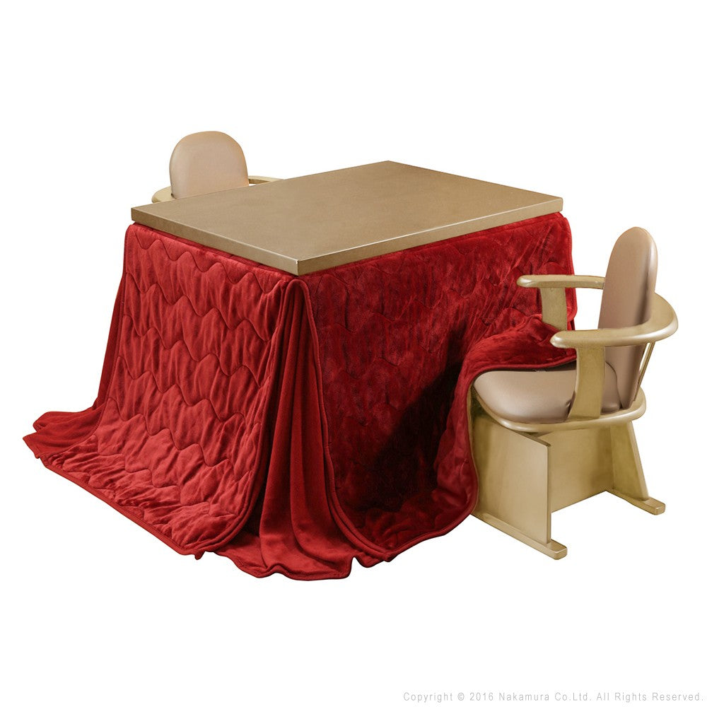 パワフルヒーター 6段階に高さ調節できるダイニングこたつ 105x80cm 4点セット(こたつ+掛布団+肘付き回転椅子2脚) 長方形 ダイニングテーブル