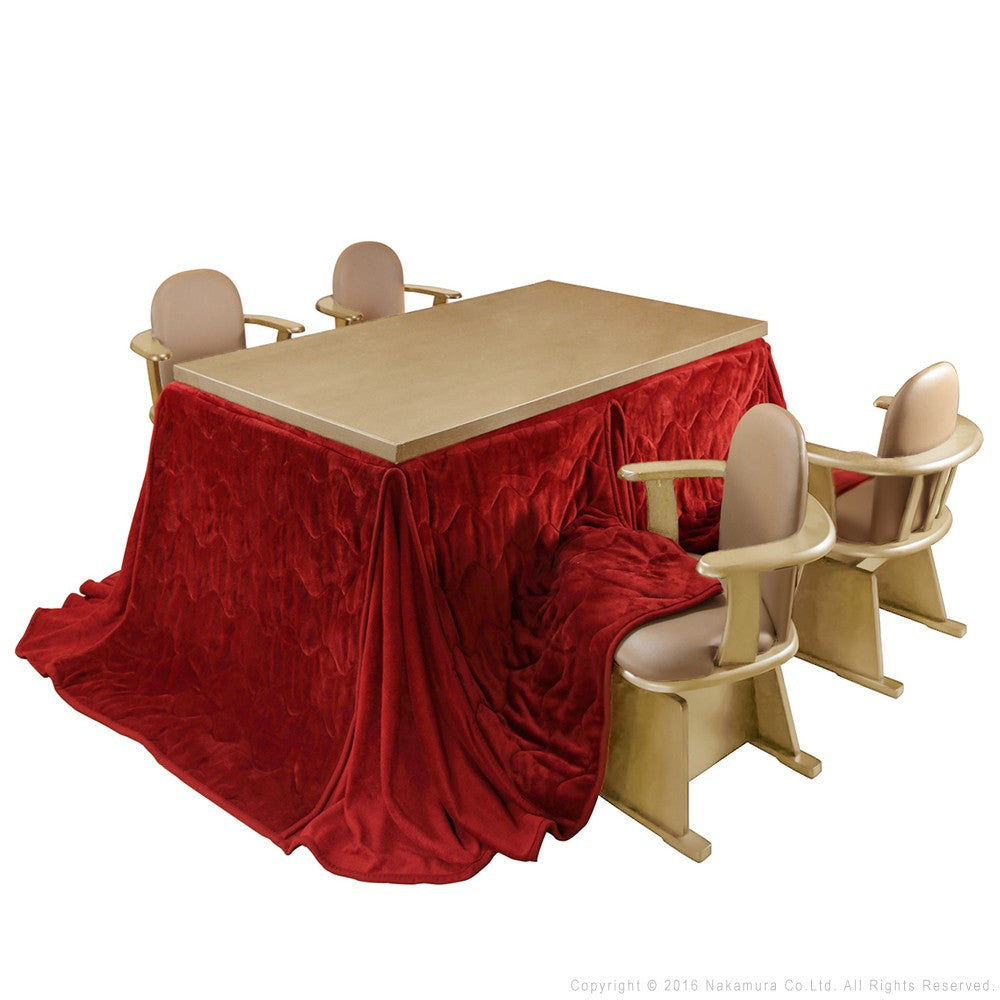 パワフルヒーター 6段階に高さ調節できるダイニングこたつ 150x90cm 6点セット(こたつ+掛布団+肘付き回転椅子4脚) 長方形 ダイニングテーブル