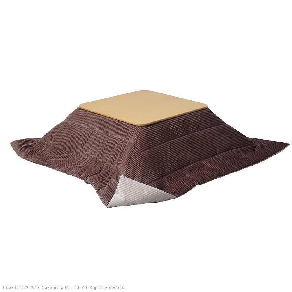 フラットヒーター折れ脚こたつ 75x75cm 保温綿入こたつ布団付き 2点セット 折りたたみ 正方形 テーブル 掛け布団付き コーデュロイ