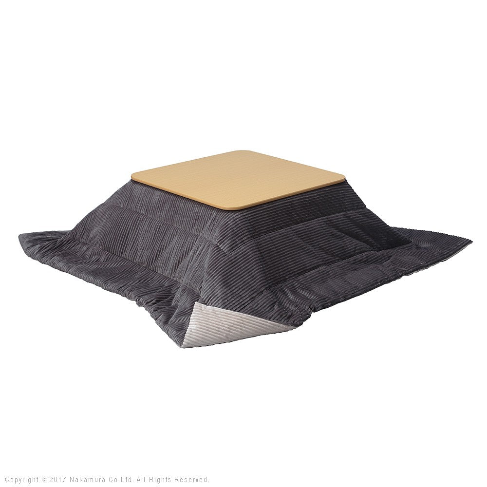 フラットヒーター折れ脚こたつ 75x75cm 保温綿入こたつ布団付き 2点セット 折りたたみ 正方形 テーブル 掛け布団付き コーデュロイ