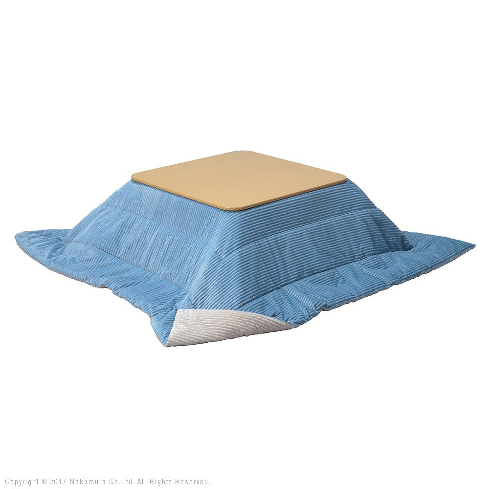 フラットヒーター折れ脚こたつ 75x75cm 保温綿入こたつ布団付き 2点セット 折りたたみ 正方形 テーブル 掛け布団付き コーデュロイ