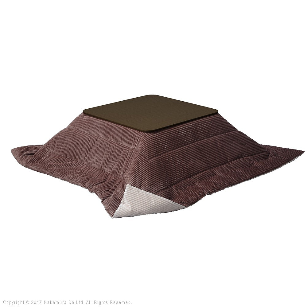 フラットヒーター折れ脚こたつ 75x75cm 保温綿入こたつ布団付き 2点セット 折りたたみ 正方形 テーブル 掛け布団付き コーデュロイ