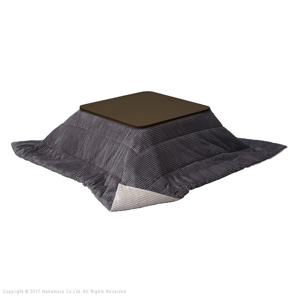 フラットヒーター折れ脚こたつ 75x75cm 保温綿入こたつ布団付き 2点セット 折りたたみ 正方形 テーブル 掛け布団付き コーデュロイ