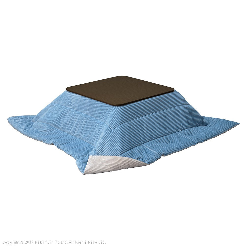 フラットヒーター折れ脚こたつ 75x75cm 保温綿入こたつ布団付き 2点セット 折りたたみ 正方形 テーブル 掛け布団付き コーデュロイ