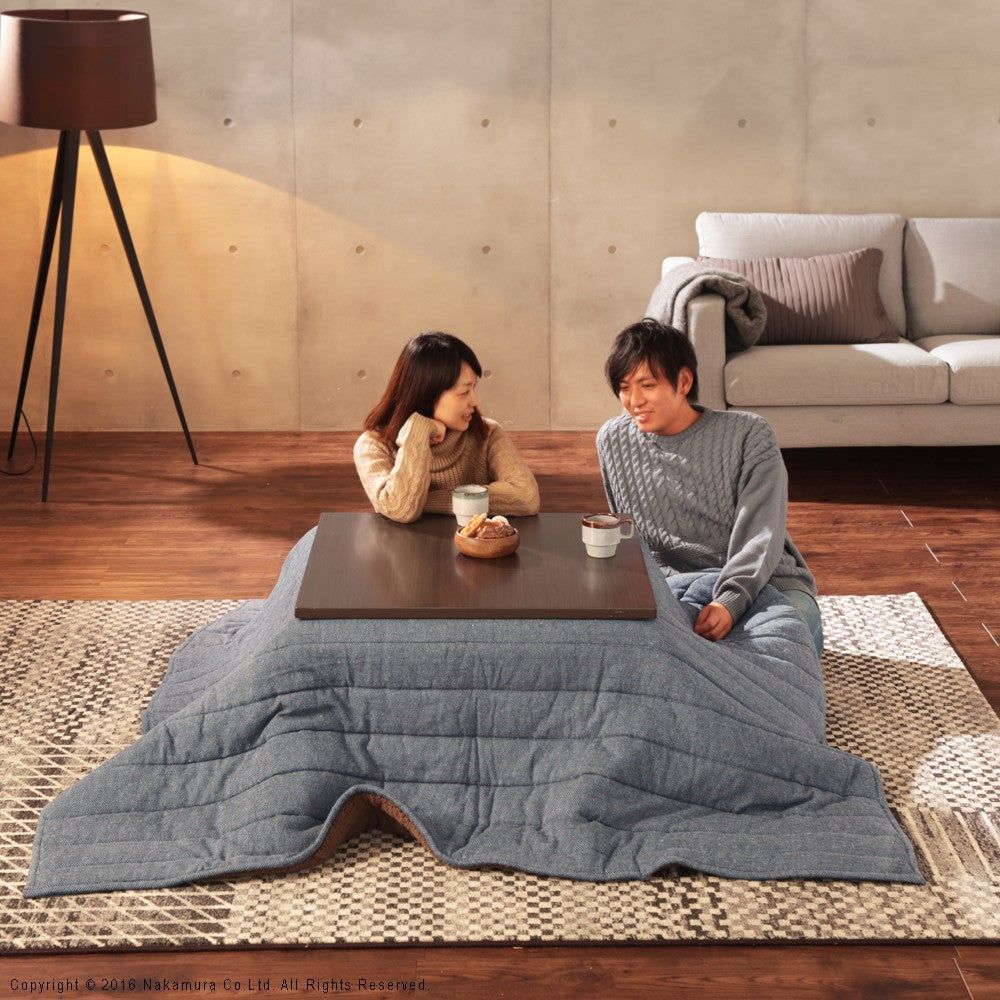こたつ テーブル 折れ脚 スクエアこたつ 90x60cm ヘリンボーン織り掛布団 2点セット テレワーク リモートワーク 在宅ワーク