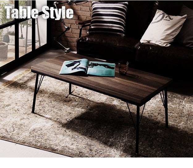 こたつ テーブル おしゃれ 古材風アイアンこたつテーブル 100x50cm ヘリンボーン織り掛布団 2点セット ブルックリン テレワーク 在宅ワーク