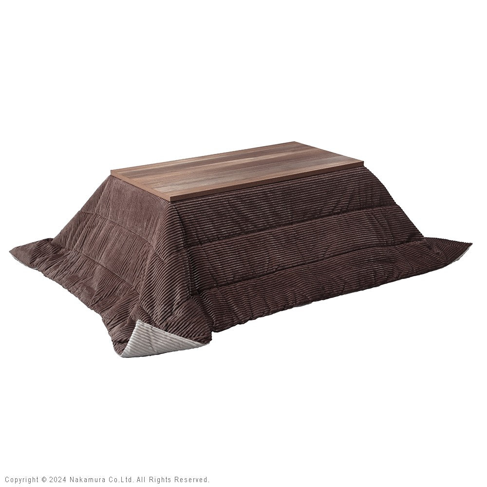 古材風アイアンこたつテーブル ハイタイプ 120x60cm リバーシブルコーデュロイ保温綿入こたつ布団 2点セット 長方形 継ぎ脚付き ヴィンテージ