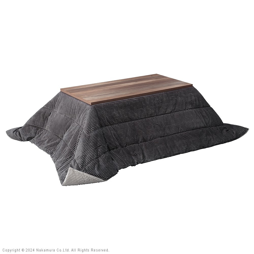 古材風アイアンこたつテーブル ハイタイプ 120x60cm リバーシブルコーデュロイ保温綿入こたつ布団 2点セット 長方形 継ぎ脚付き ヴィンテージ