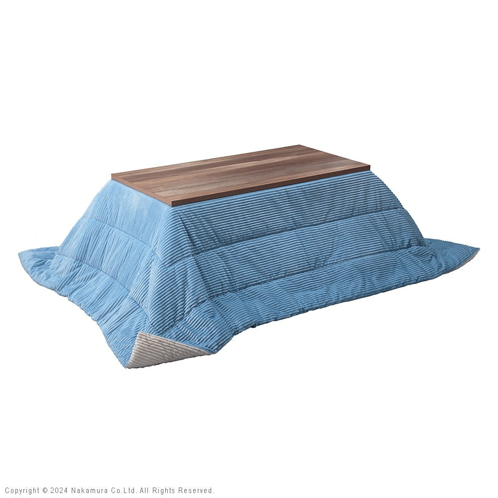 古材風アイアンこたつテーブル ハイタイプ 120x60cm リバーシブルコーデュロイ保温綿入こたつ布団 2点セット 長方形 継ぎ脚付き ヴィンテージ