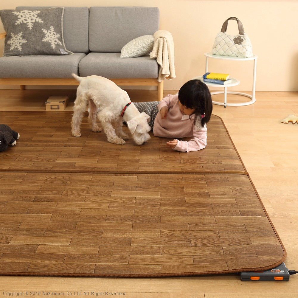ホットカーペット カバー 木目調ホットカーペットカバー 2畳用 200x198 ホットカーペット本体 2点セット 防水