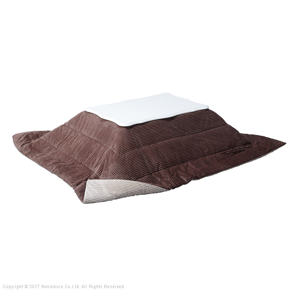 ねこ脚こたつテーブル 90x60cm リバーシブルコーデュロイ保温綿入こたつ布団 2点セット 長方形 継ぎ脚 テーブル 姫系 カントリー かわいい