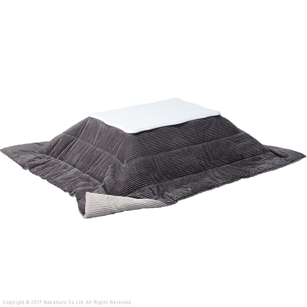 ねこ脚こたつテーブル 90x60cm リバーシブルコーデュロイ保温綿入こたつ布団 2点セット 長方形 継ぎ脚 テーブル 姫系 カントリー かわいい