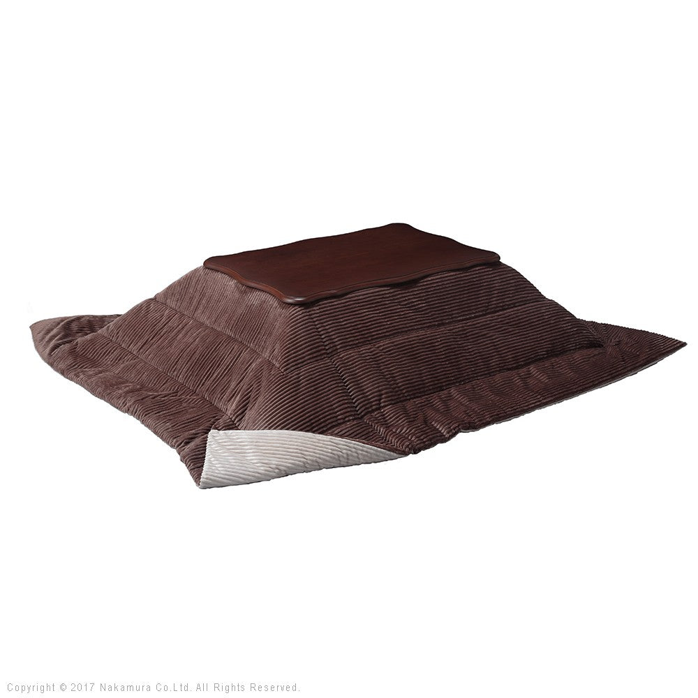 ねこ脚こたつテーブル 90x60cm リバーシブルコーデュロイ保温綿入こたつ布団 2点セット 長方形 継ぎ脚 テーブル 姫系 カントリー かわいい