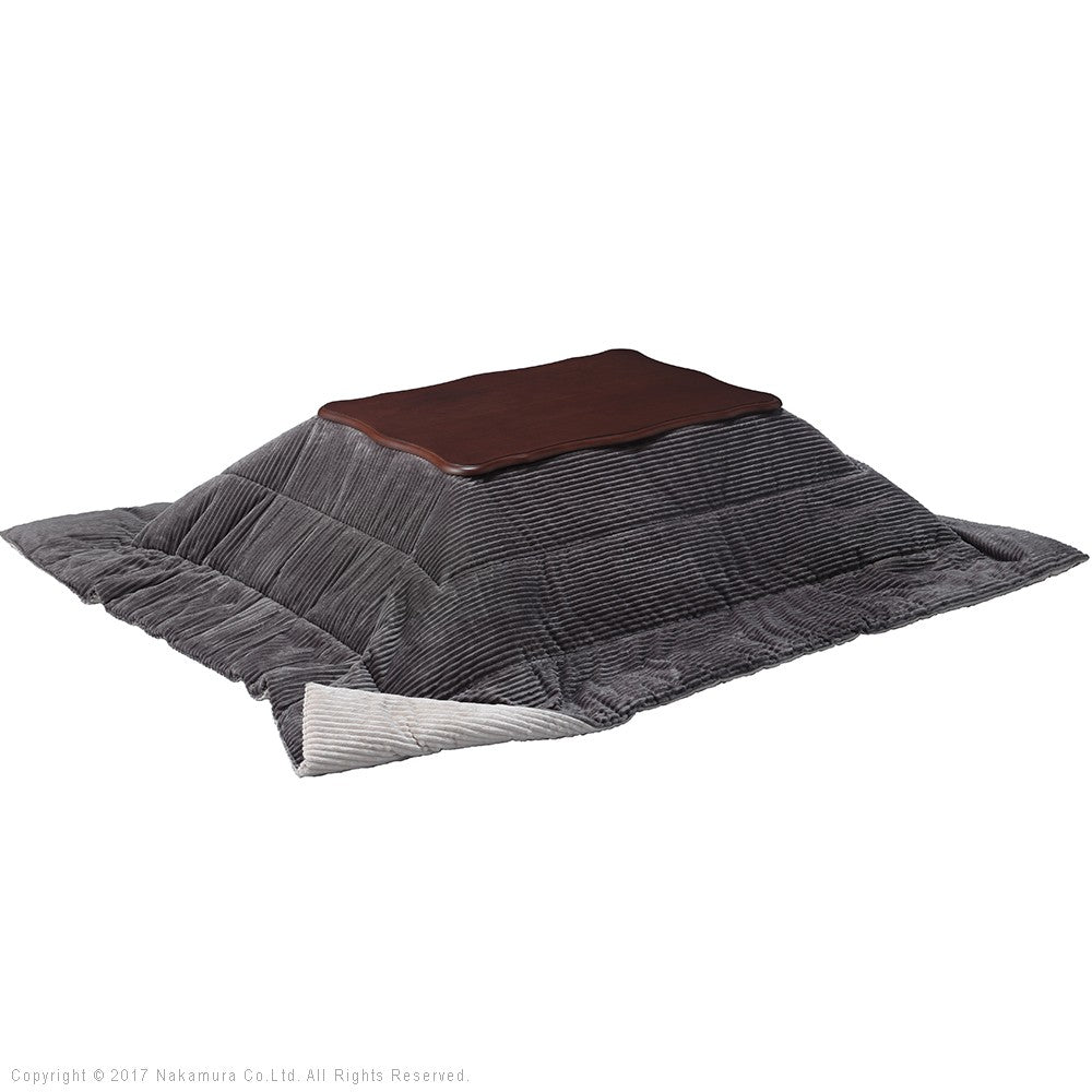 ねこ脚こたつテーブル 90x60cm リバーシブルコーデュロイ保温綿入こたつ布団 2点セット 長方形 継ぎ脚 テーブル 姫系 カントリー かわいい