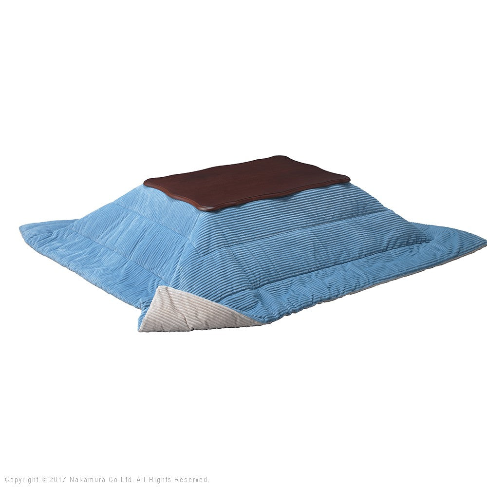 ねこ脚こたつテーブル 90x60cm リバーシブルコーデュロイ保温綿入こたつ布団 2点セット 長方形 継ぎ脚 テーブル 姫系 カントリー かわいい