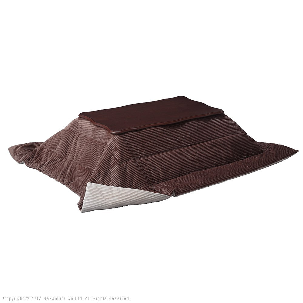 ねこ脚こたつテーブル 105x60cm リバーシブルコーデュロイ保温綿入こたつ布団 2点セット 長方形 継ぎ脚 テーブル 姫系 カントリー かわいい