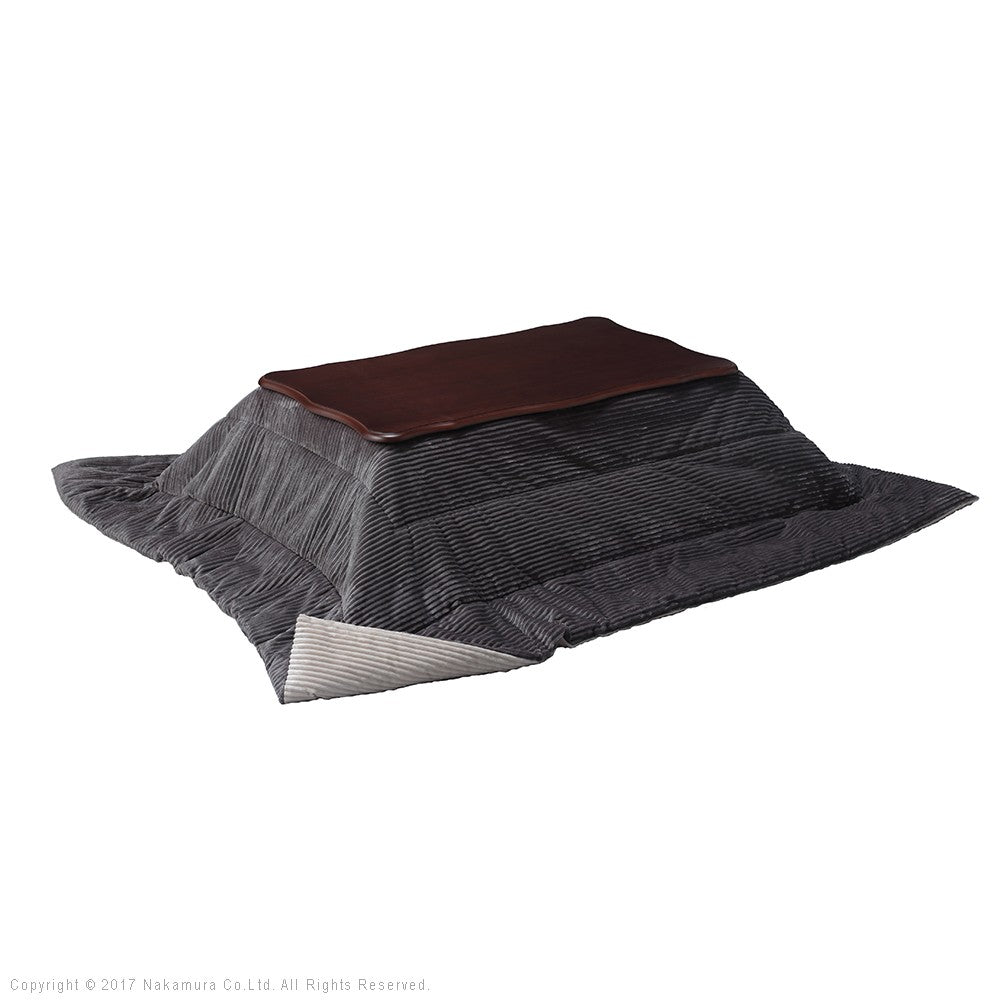 ねこ脚こたつテーブル 105x60cm リバーシブルコーデュロイ保温綿入こたつ布団 2点セット 長方形 継ぎ脚 テーブル 姫系 カントリー かわいい