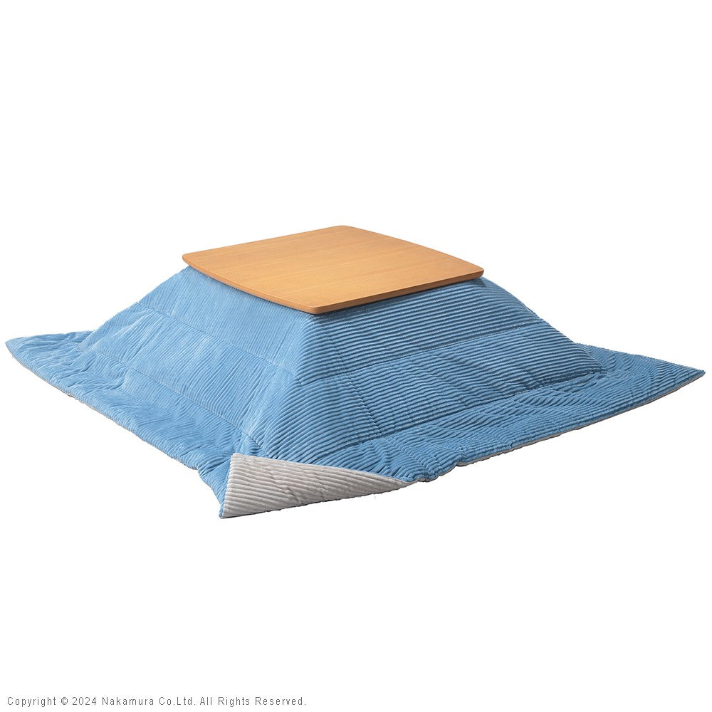 北欧デザインこたつテーブル 75x75cm リバーシブルコーデュロイ保温綿入こたつ布団 2点セット 正方形 おしゃれ コタツ かわいい ローテーブル