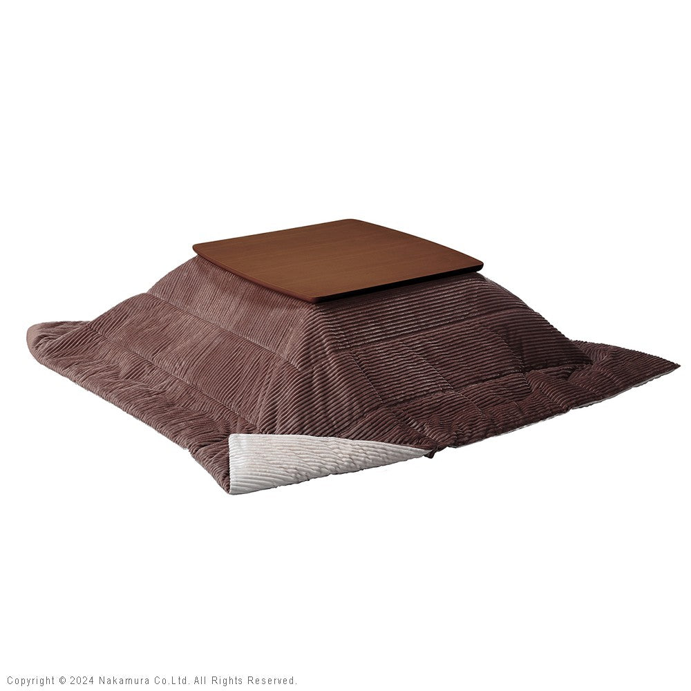 北欧デザインこたつテーブル 75x75cm リバーシブルコーデュロイ保温綿入こたつ布団 2点セット 正方形 おしゃれ コタツ かわいい ローテーブル