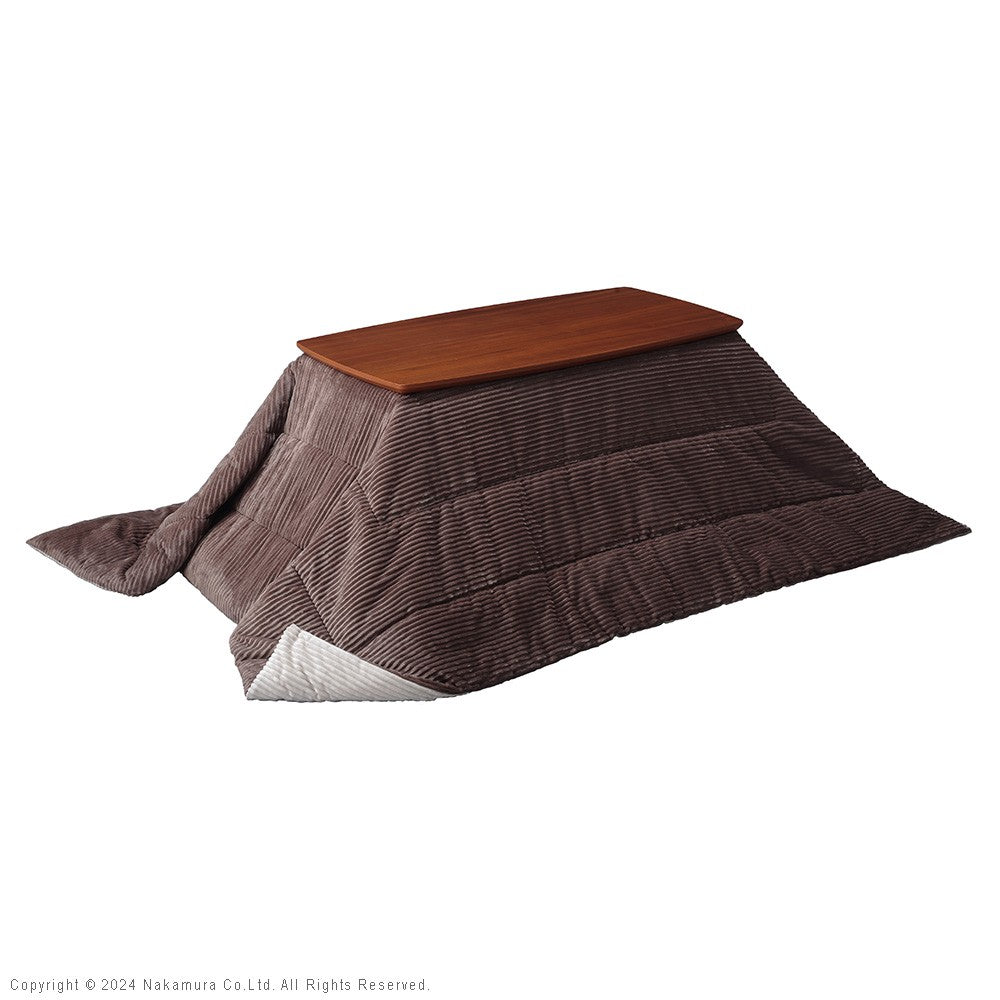 ソファで使えるフラットヒーターこたつ105x55cm リバーシブルコーデュロイこたつ布団 2点セット コタツ 北欧 おしゃれ 継ぎ脚 高さ調節 天然木