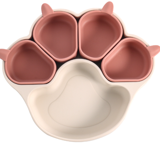 【10月下旬より順次出荷】キッズキャットプレート ひっくり返らない ベビー食器 離乳食 食器 出産祝い 吸盤付き シリコン シリコンプレート ベビー 赤ちゃん キッズ 皿 仕切り ワンプレート くすみカラー 食洗機OK 電子レンジOK 育児 離乳食プレート 子供用 子供 ネコ 吸盤ボウル 肉球 ニャンニャン ギフト プレゼント