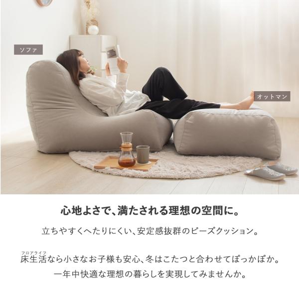 ビーズクッション ソファ 大きめ 特大 クッション 座椅子 低反発 背もたれ 三角 日本製