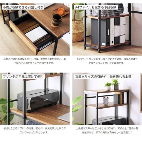 ラック付きデスク デスク パソコンデスク PCデスク 書斎机 棚付きデスク 120cm幅 奥行き45