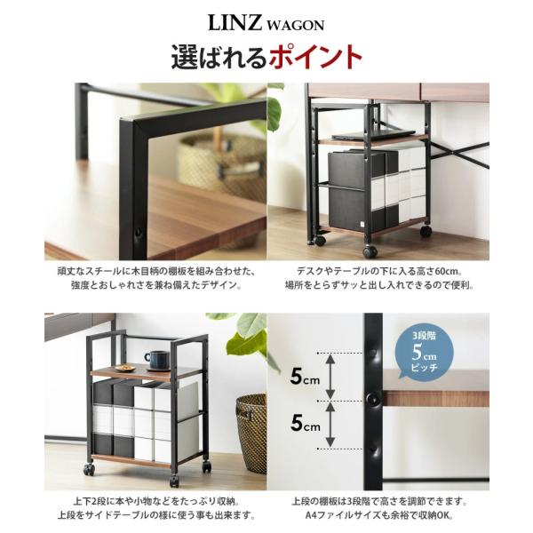 デスクワゴン キッチンラック キャスター付き デスク下ワゴン サイドワゴン サイドラック