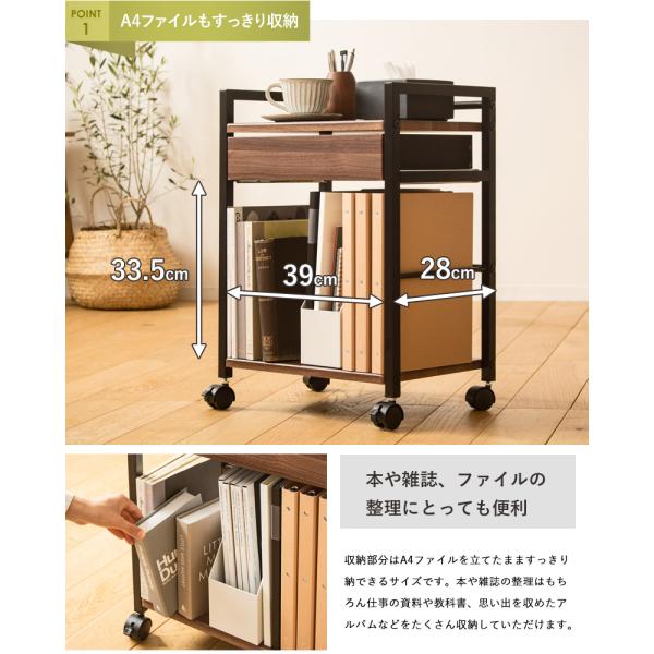 デスク下ワゴン オフィス収納 コンパクト スリム キャスター 引出し
