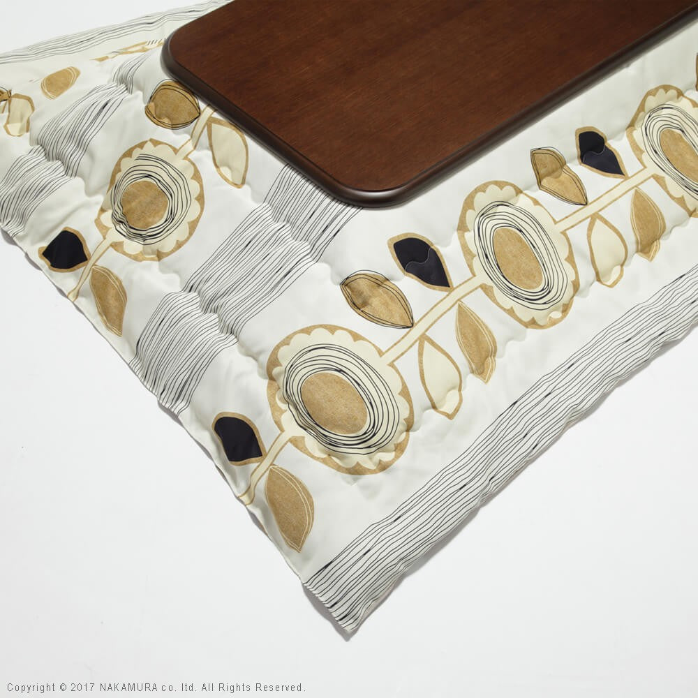 こたつ 長方形 大判サイズ 楢ラウンド折れ脚こたつ 150x80cm 日本製厚手カーテン生地の北欧柄こたつ布団セット テーブル 天然木 日本製 リモート 在宅