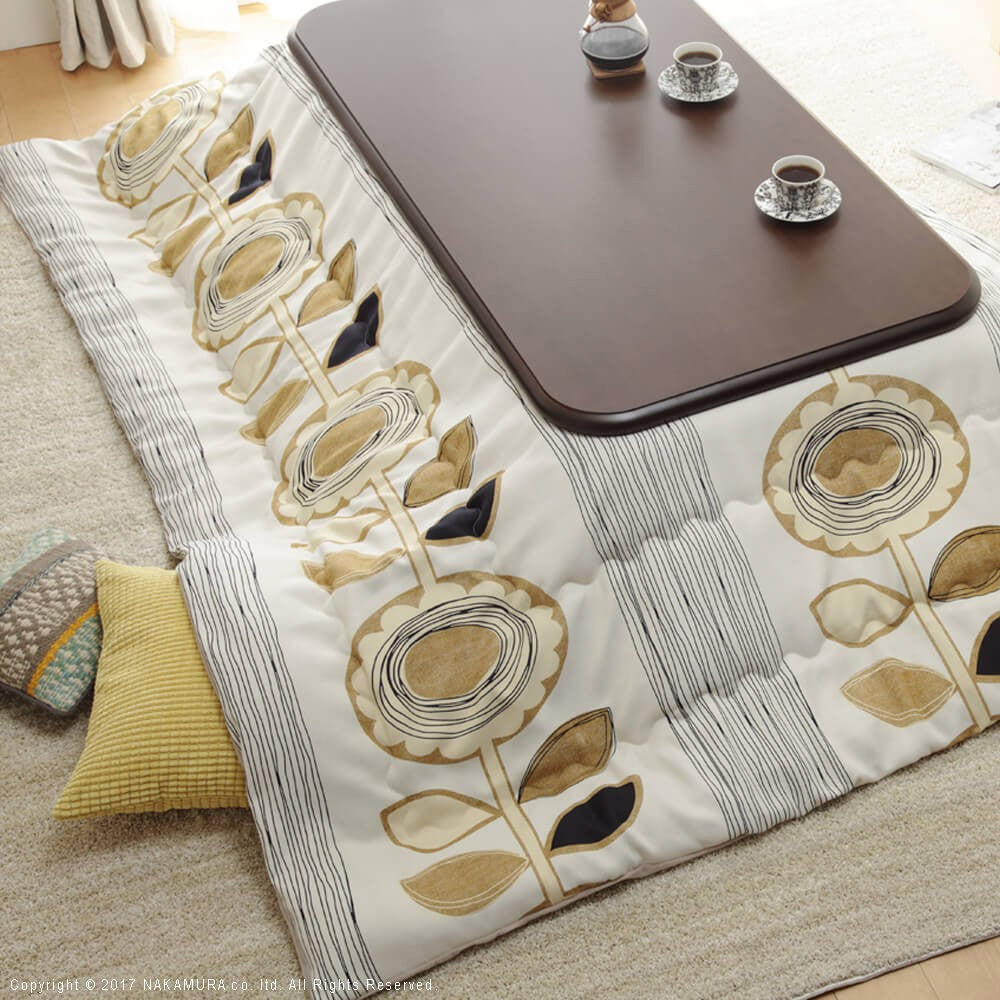 こたつ 長方形 大判サイズ 楢ラウンド折れ脚こたつ 180x100cm 日本製厚手カーテン生地の北欧柄こたつ布団セット テーブル 天然木 日本製 リモート 在宅