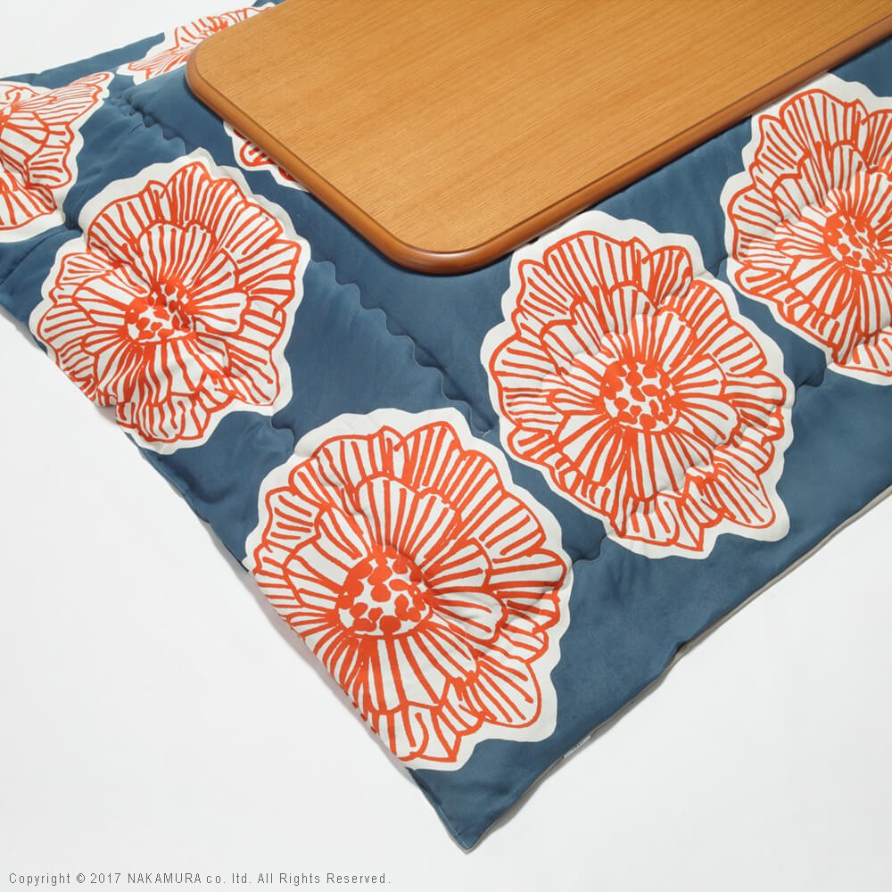 こたつ 長方形 大判サイズ 楢ラウンド折れ脚こたつ 210x100cm 日本製厚手カーテン生地の北欧柄こたつ布団セット テーブル 天然木 日本製 リモート 在宅