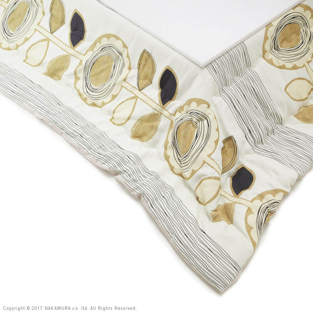 こたつ 正方形 高さ4段階調節折れ脚こたつ 80x80cm 日本製厚手カーテン生地の北欧柄こたつ布団セット テーブル 天然木 日本製 リモート 在宅