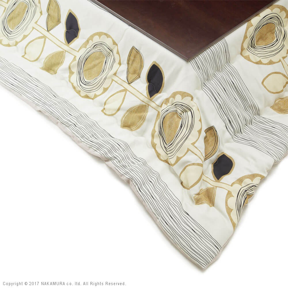 こたつ 長方形 高さ4段階調節折れ脚こたつ 120x80cm 日本製厚手カーテン生地の北欧柄こたつ布団セット テーブル 天然木 日本製 リモート 在宅