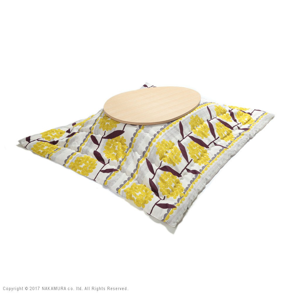 こたつ フラットヒーター折れ脚こたつ 120x90cm 日本製厚手カーテン生地の北欧柄こたつ布団セット テーブル 天然木 日本製 リモート 在宅