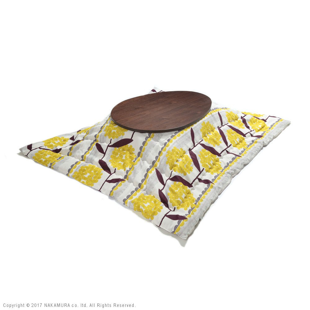 こたつ フラットヒーター折れ脚こたつ 120x90cm 日本製厚手カーテン生地の北欧柄こたつ布団セット テーブル 天然木 日本製 リモート 在宅