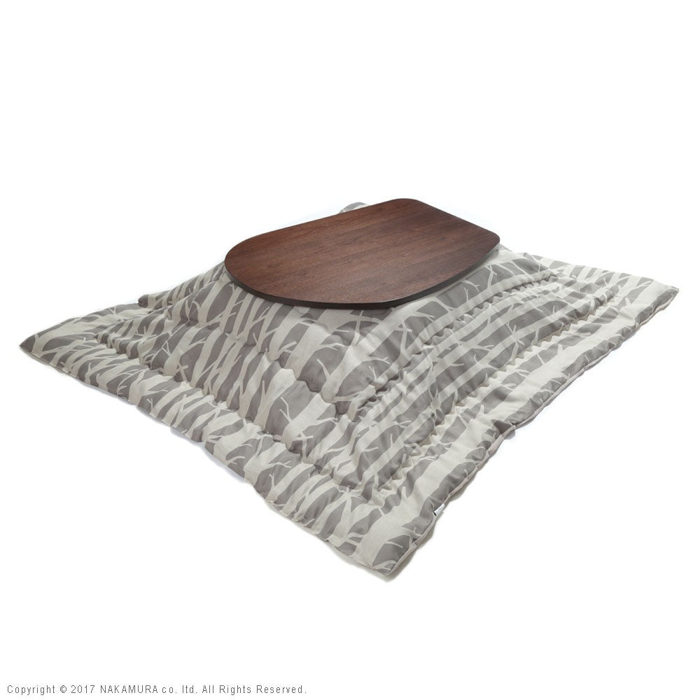 こたつ フラットヒーター折れ脚こたつ 120x90cm 日本製厚手カーテン生地の北欧柄こたつ布団セット テーブル 天然木 日本製 リモート 在宅