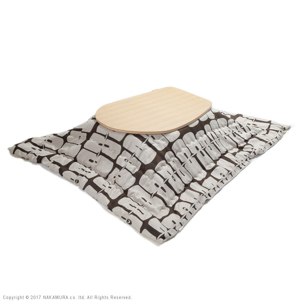 こたつ フラットヒーター折れ脚こたつ 120x90cm 日本製厚手カーテン生地の北欧柄こたつ布団セット テーブル 天然木 日本製 リモート 在宅