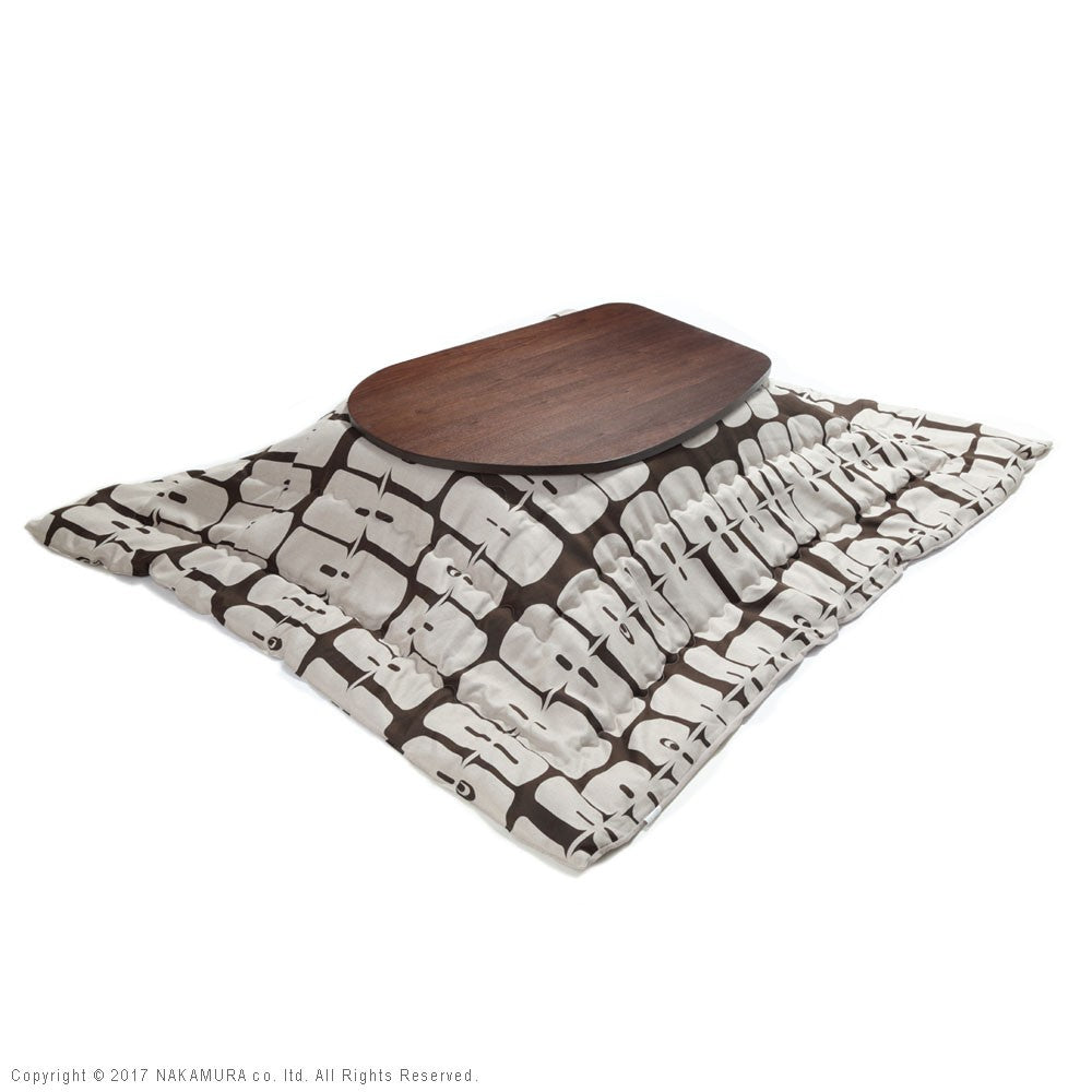 こたつ フラットヒーター折れ脚こたつ 120x90cm 日本製厚手カーテン生地の北欧柄こたつ布団セット テーブル 天然木 日本製 リモート 在宅