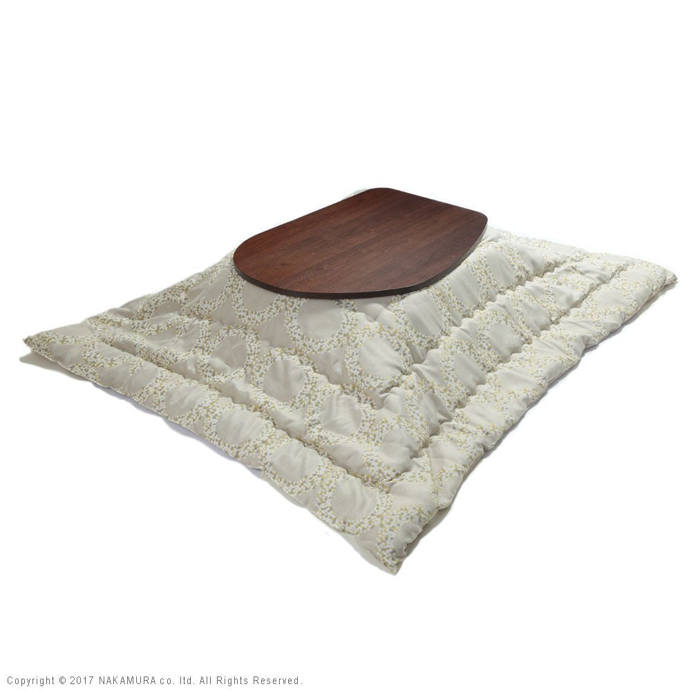 こたつ フラットヒーター折れ脚こたつ 120x90cm 日本製厚手カーテン生地の北欧柄こたつ布団セット テーブル 天然木 日本製 リモート 在宅