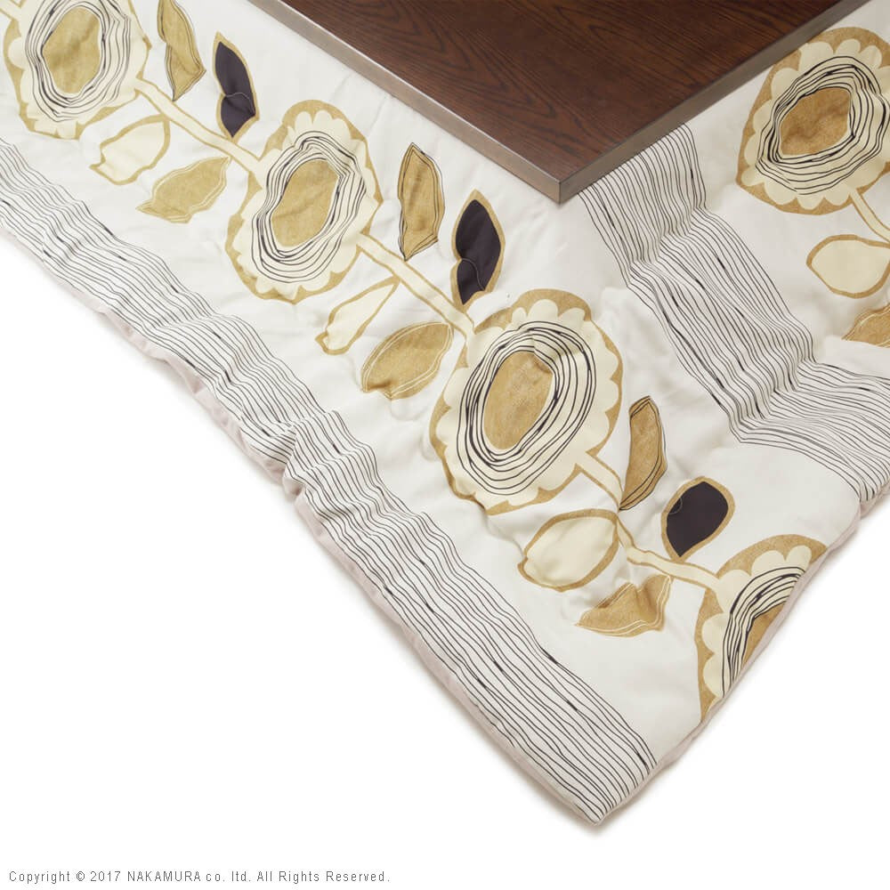 こたつ 長方形 大判 モダンリビング継ぎ脚こたつ 210x100cm 日本製厚手カーテン生地の北欧柄こたつ布団セット テーブル 天然木 日本製 在宅