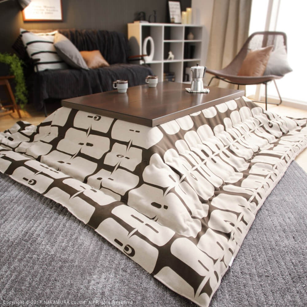 こたつ 長方形 大判 モダンリビング継ぎ脚こたつ 180x100cm 日本製厚手カーテン生地の北欧柄こたつ布団セット テーブル 天然木 日本製 在宅