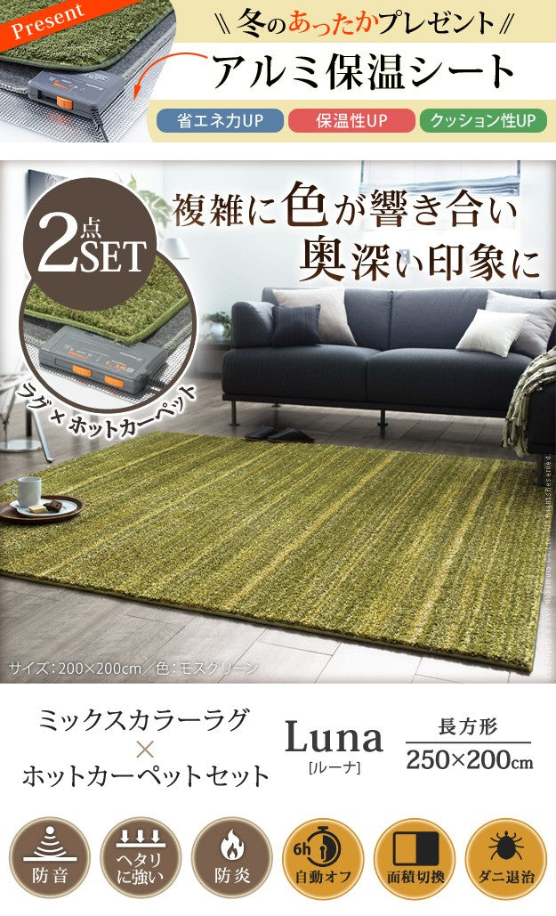 ホットカーペット カバー ミックスカラーホットカーペットカバー 3畳 250x200cm ホットカーペット本体セット 洗える