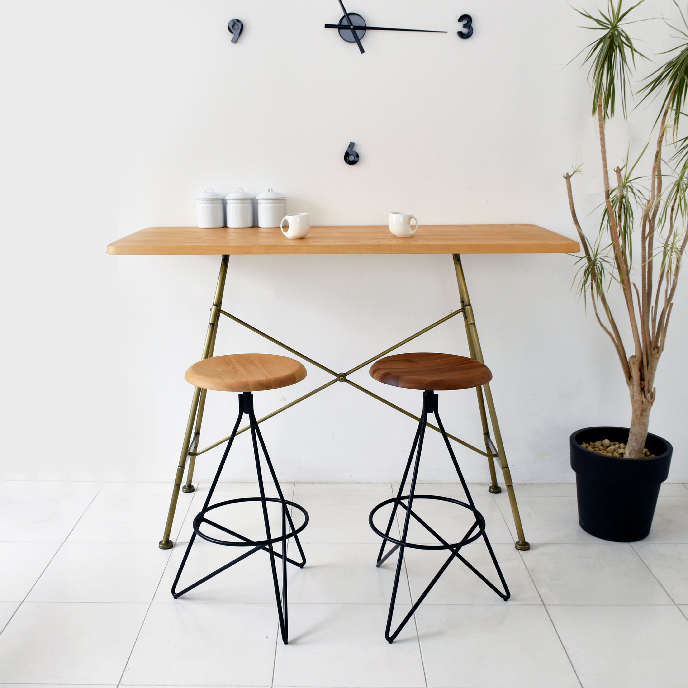 ハイスツール ウォールナット 完成品 幅458mm×奥行435mm×高さ750mm