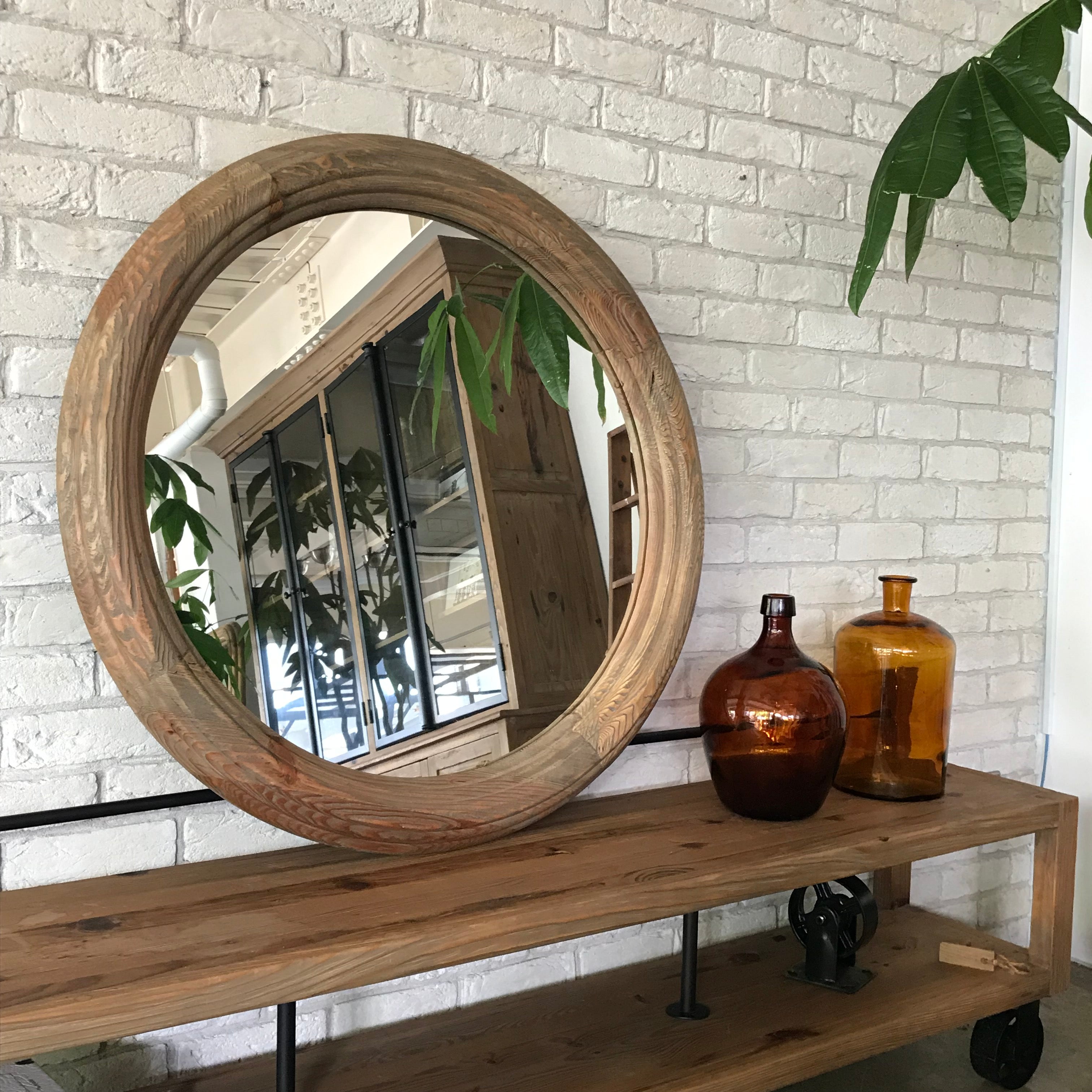 鏡 ミラー ナチュラル 完成品 幅900×奥行60×高さ900mm