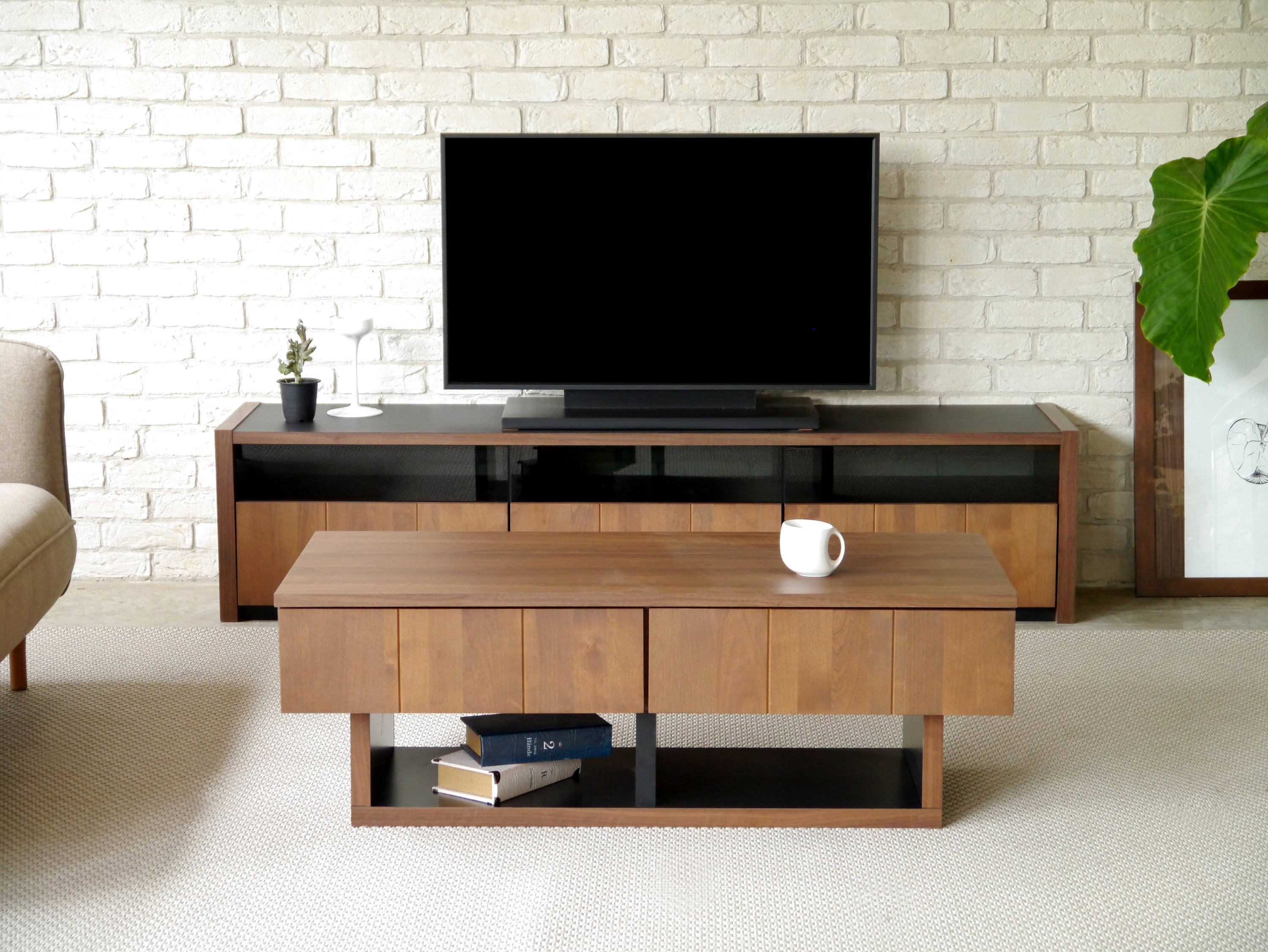 リビングテーブル 完成品 日本製 幅1100mm×奥行480mm×高さ360mm