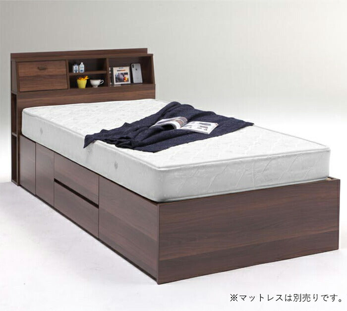 ベッドフレーム S シングル 木製 引き出し付き スノコベッド コンセント付き