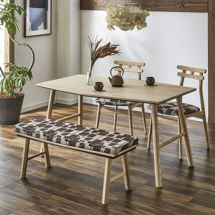 ダイニングベンチ 布張 木製 幅1100×奥行380×高さ430mm 2人掛け