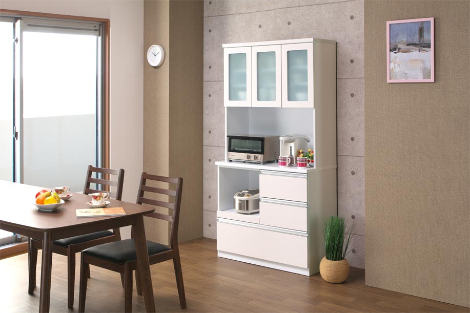 キャビネット 幅90cm 奥行45cm 高さ180cm 北欧 レンジ台 食器棚 キッチン収納